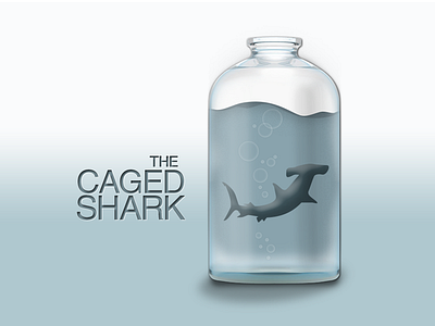 Caged Shark bottle cage illustration ocean risk shark vector