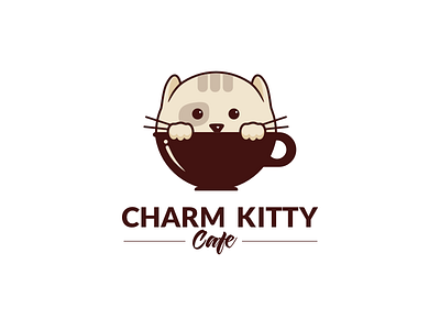 Charm Kitty branding cafe cat coffee cup design kitten kitty logo