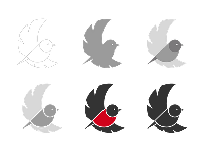 Birdy bird doodle flying logo mascot robin