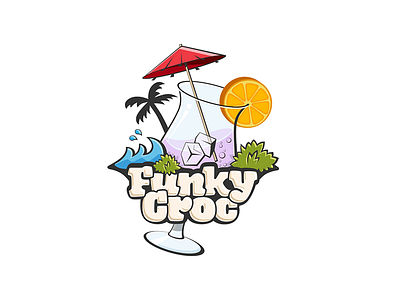 Funky Croc beach cocktail design logo palm restaurant sea waves