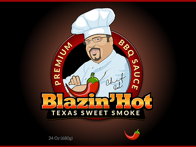Blazin' Hot bbq blazing chef graphics illustration label package sauce spicy