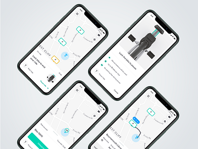 Bike Share Ride Pausing app app design beryl bike bike share cards information iphone map mockup parking pause sketch ui unlock