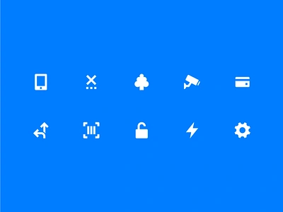 New Icon Set Preview app barcode bike bike share blue bolt camera card cctv directions electric icons padlock phone preview scan settings share signal tree