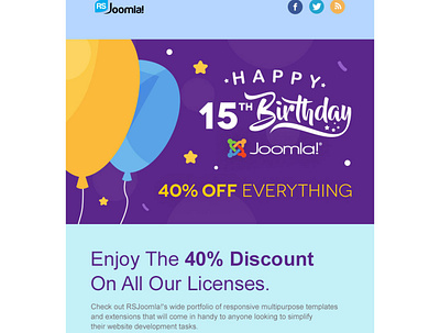 Happy Birthday Joomla🎂❣ discounts joomla joomla designs joomla extensions joomla template promotions