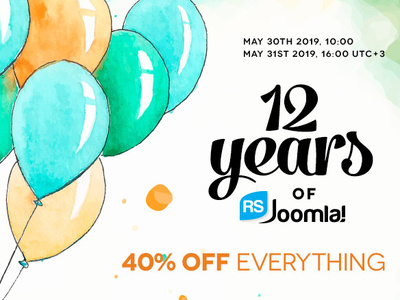 Happy 12 Years of RSJoomla! discounts free joomla joomla designs joomla extensions joomla template promotions template