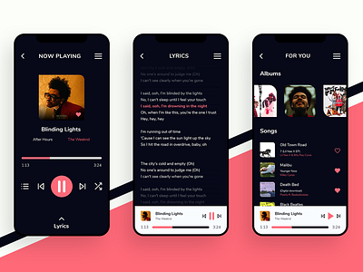 Music Player in Dark Mode adobexd app app design dark app dark mode dark theme dark ui design icon minimal ui ux