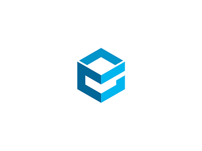 cube letter e logo