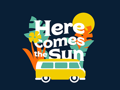 Here Comes the Sun illustration summer tropical vacation