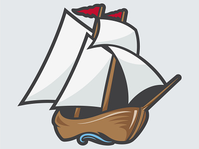 Wilmington Schooners - Secondary logo baseball blue boat branding design logo red schooner ship ui vector white