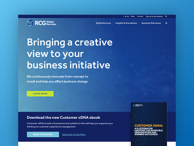 RCG Website blue design green homepage interactive landing page rcg ui web web design