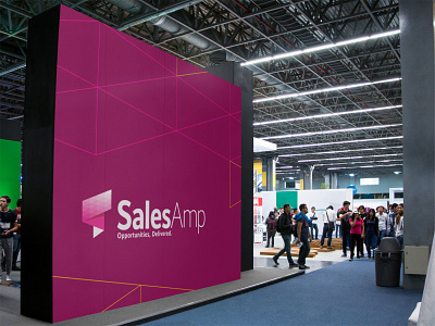 SalesAmp trade show booth booth branding convention design magenta marketing pink sales salesamp trade show triangles