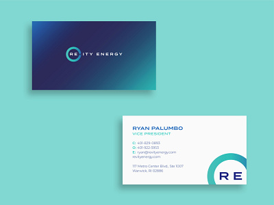 Revity stationery blue branding business card circle energy green letterhead logo revity stationery