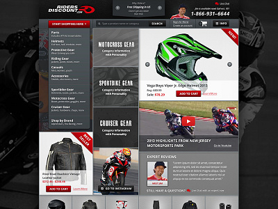 Riders Discount Website dirtbikes discount ecommerce helmets motorcycles riders ux web website