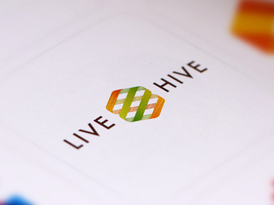 LiveHive logo app branding brown green livehive logo logo lounge orange red weave