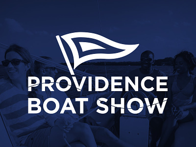 Providence Boat Show Logo blue boat boats date flag pbs place providence red show wave white