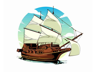 Pirates artwork cartoon classicship forsale illustration pirates piratesking sea ship shipillustration tshirtdesign