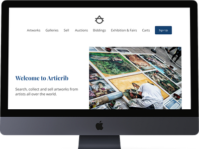 Artcrib Landing page mockup presentation