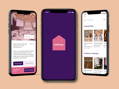 HallTrips Mockup Presentation app mobile ui design