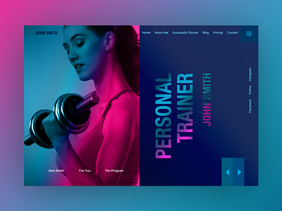 Personal Trainer Page Mockup bowwe business design fit fitness gradient color graphic design gym illustration marketing modern personal trainer ui web web design weight lifting