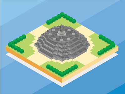 isometric temple borobudur