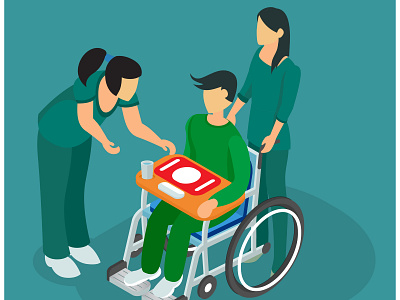 Isometric Illustration of End of Life Treatment Hospital Clinics