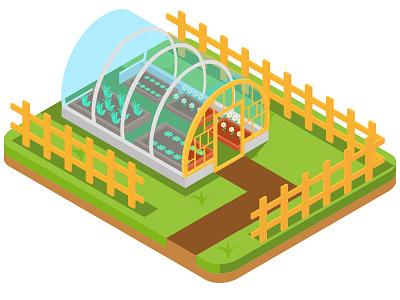 Isometric greenhouse with glass walls - Illustration Vector design greenhouse illustration isometric vector