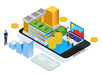 Modern Isometric Smart Financial Technology Illustration