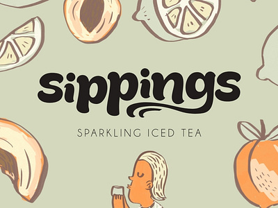 Sippings Sparkling Iced Tea branding design graphic design illustration logo