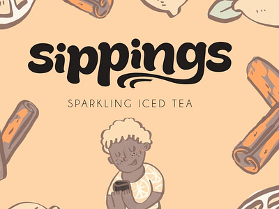 Sippings - Sparkling Iced Tea branding design graphic design illustration logo