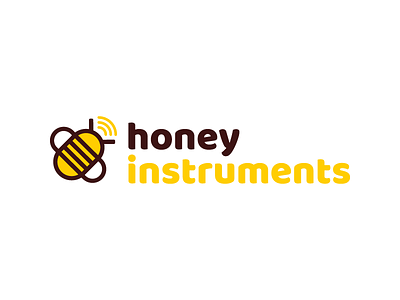 Honey Instruments Logo - Connected Honey bee connected data honey instrument logo technology wave wifi
