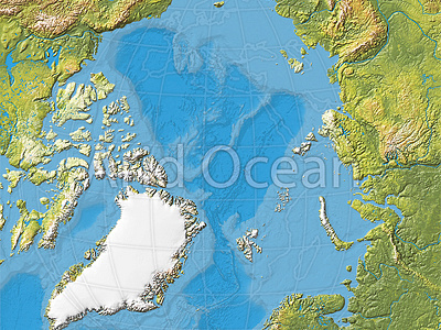 Map of the Arctic Ocean arctic cartography illustration map relief topography
