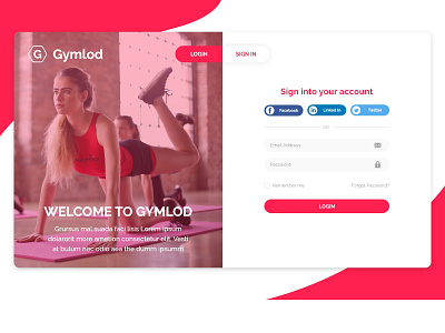 Gymlod Login Screen app icon typography ui ui deisgn