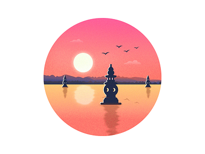 Three Ponds Mirroring the Moon in West Lake illustration