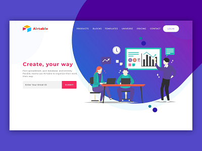 Airtable Landing Page design illustration ui ux web