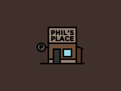 Phil's Place bar boards building colors downtown fromthefieldnotes lines philsplace shapes signage sketchtovector structurevectors