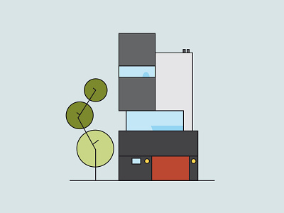 Modern House architecturelines boards colors elevation fromthefieldnotes intown lines mondernhouse shapes sketchtovector trees