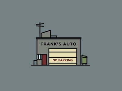 Frank's Auto autoshop boards buildingvectors colors franksauto fromthefieldnotes inthecity lines shapes sketchtovector