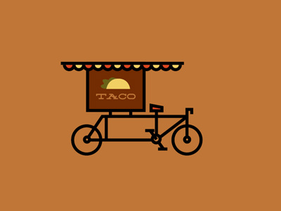 Taco Bike boards colors foodbike fromthefieldnotes lines mealsonwheels shapes sketchtovector tacobike travel type