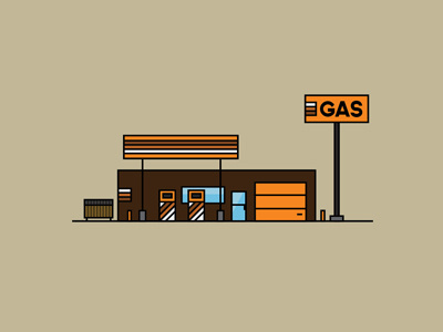 GAS boards colors fromthefieldnotes garage gasstation lines shapes sideoftheroad sketchtovector stopandgo structurevectors type