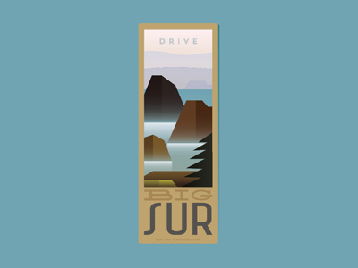 Drive Big Sur ad bigsur california classic fromthefieldnotes gradients map overlays thedrive travel type westcoast