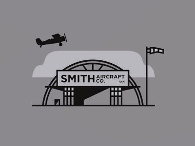 SMITH Aircraft Co. Hanger airplanestorage airporthanger colors fromthefieldnotes lines ontherunway shapes sketchtovector smithaircraftco takeoff usa