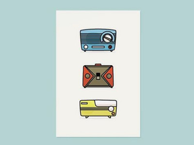 Classic Radio Print classic colors fromthefieldnotes lines overlays print printgoods radios shapes sketchtovector wallart