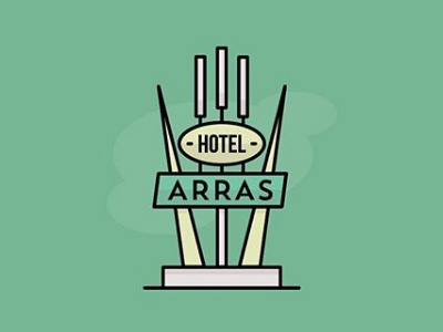 Hotel Arras Sign arras colors fromthefieldnotes hotel lines outdoors overlays roadside shapes signage sketchtovector type