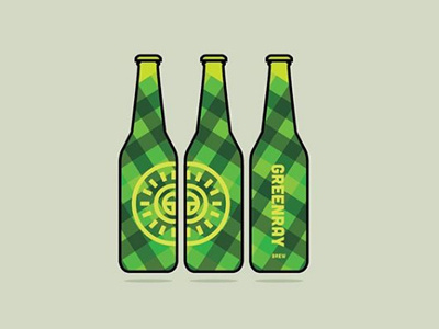 GREENRAY BREW bottles cheers drinkup fromthefieldnotes greenraybrew overlays packagedesign type