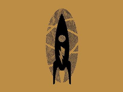 Halftone Rocket - Stamp classic colors fromthefieldnotes halftone lines outthere overlays rocket shapes sketchtovector spaceship stamp