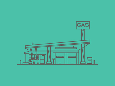 GAS Station colors fromthefieldnotes garage gasstation lines roadtrips shapes sideoftheroad sketchtovector stopandfillup