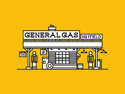 General Gas Station boards classic colors fuelup gasstation generalgas lines shapes sketchtovector