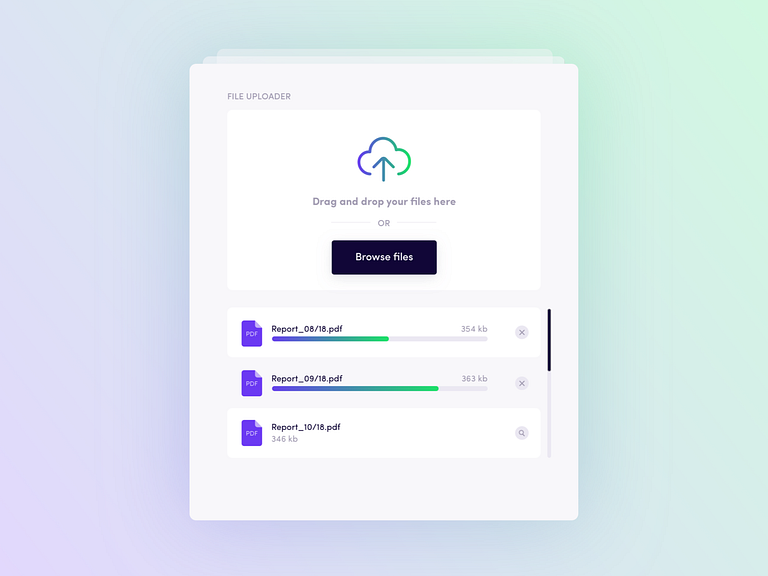 UI Daily, #031 – File Upload by Elena Perminova on Dribbble