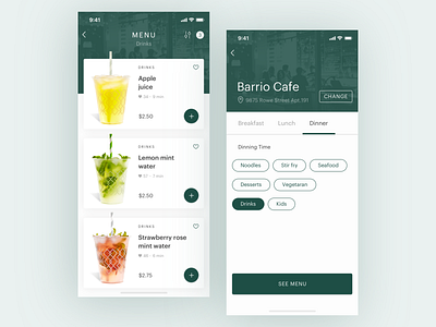 UI Daily, #043 – Food/Drink Menu app dailyui design food menu ui uidaily ux