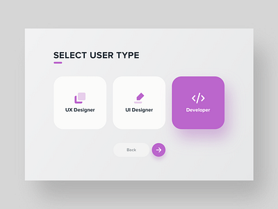 UI Daily, #064 – Select User Type by Elena Perminova on Dribbble